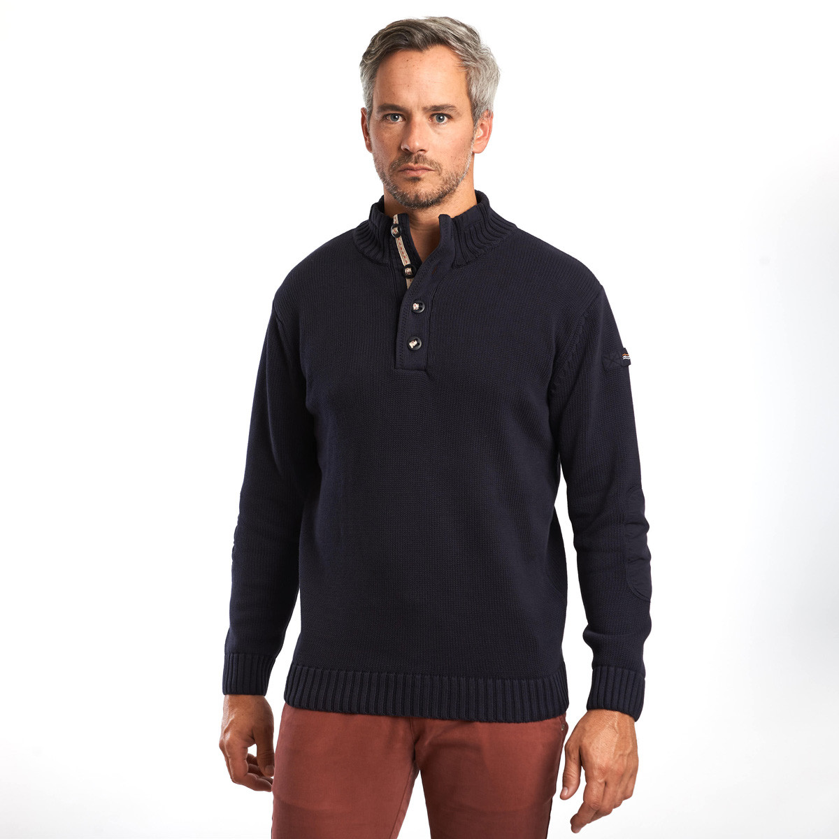 Pull homme col camionneur boutons ARGENTINE en coton All Oc an