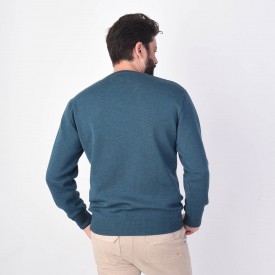 Pull Homme, Col V, Laine Mérinos et Acrylique, Traité Anti Taches