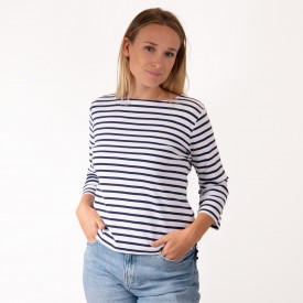 Crouesty women's sailor top with 3/4 sleeves in organic cotton All'Océan