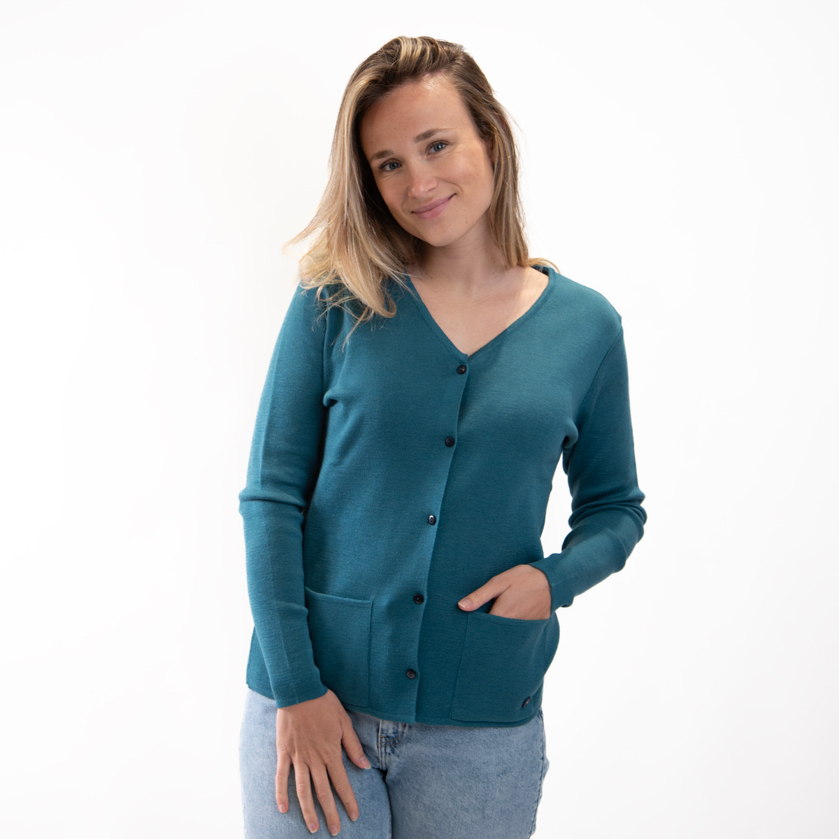 gilet femme bleu turquoise