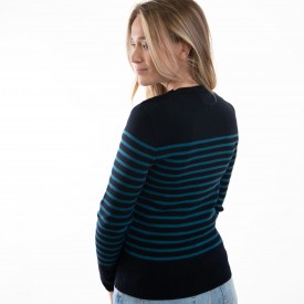 Pull Marin en laine Mérinos pour Femme avec coudières en voile 100