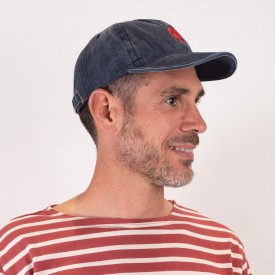 Casquette coton délavée avec broderie Homard
