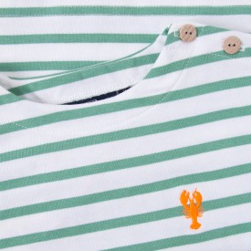 Marinière Crevette enfant | Coton biologique épais 300 grammes – All’Océan