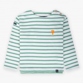 Marinière Crevette enfant | Coton biologique épais 300 grammes – All’Océan